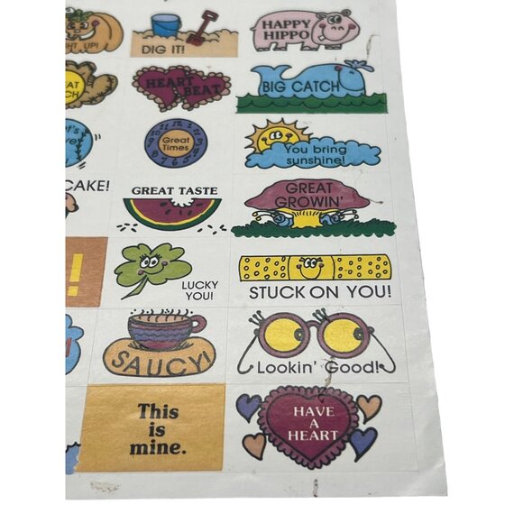 Vintage 1980s Super Stickers Sheet Fun Quirky Sayings Retro Classroom - Picture 3 of 3